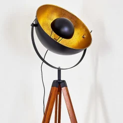 Lampadaire Jupiter Brun, Bois Fonce, Noir, 1 Lumiere