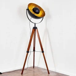 Lampadaire Jupiter Brun, Bois Fonce, Noir, 1 Lumiere