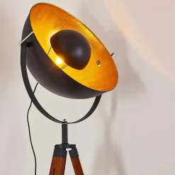 Lampadaire Jupiter Brun, Bois Fonce, Noir, 1 Lumiere