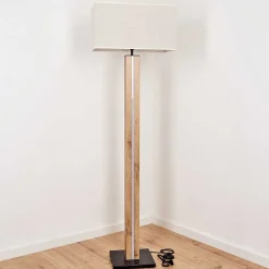 Lampadaire Kyneton Led Ecru, Noir, 2 Lumieres