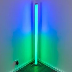 Lampadaire Led Rgb Globo Rocky Argente, 1 Lumiere, Telecommandes, Changeur De Couleurs