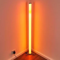 Lampadaire Led Rgb Globo Rocky Argente, 1 Lumiere, Telecommandes, Changeur De Couleurs