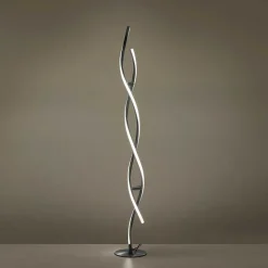 Lampadaire Leuchten-Direkt Lolasmart-Swing Led Acier Brosse, 2 Lumieres, Telecommandes, Changeur De Couleurs