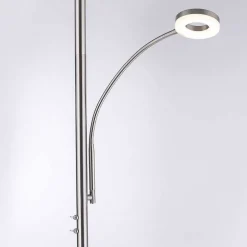 Lampadaire Leuchten-Direkt Lolasmart-Rocco Led Acier Brosse, 1 Lumiere, Telecommandes