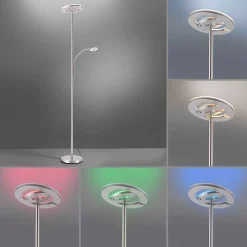 Lampadaire Leuchten-Direkt Lolasmart-Rocco Led Acier Brosse, 1 Lumiere, Telecommandes