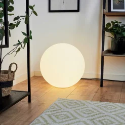 Lampadaire Loural Led Nickel Mat, 1 Lumiere, Telecommandes, Changeur De Couleurs