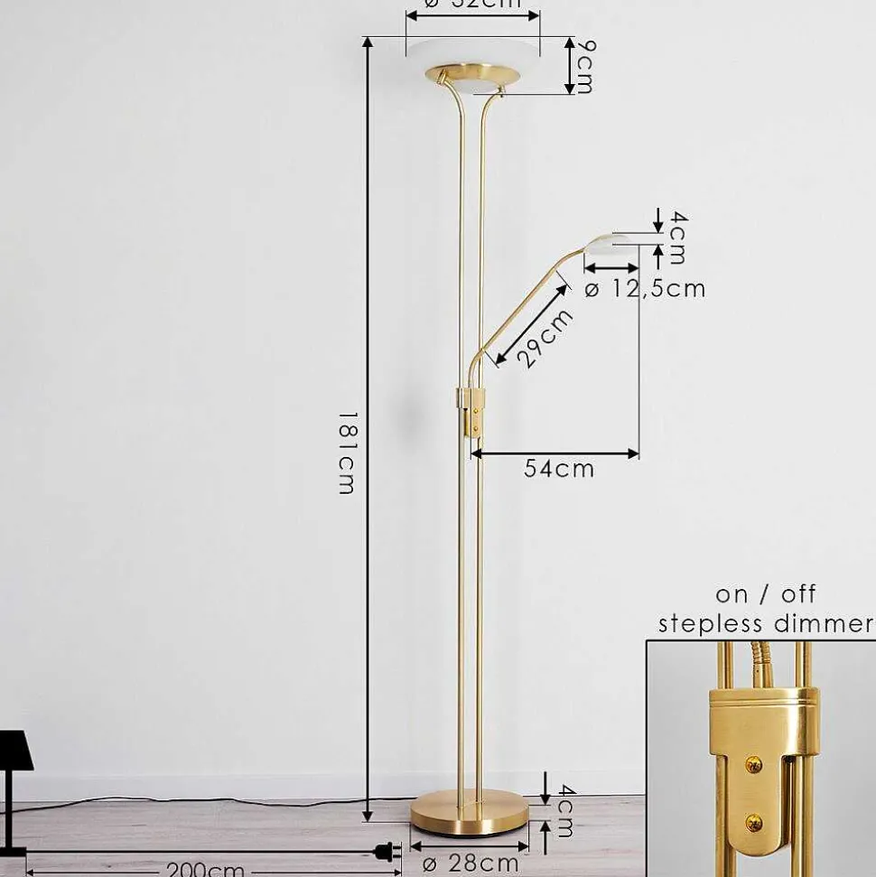 Lampadaire Mairoa Led Laiton, 2 Lumieres