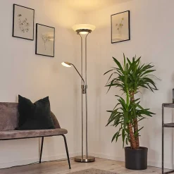 Lampadaire Mairoa Led Nickel Mat, 2 Lumieres