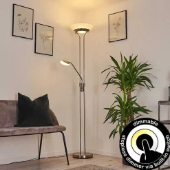 Lampadaire Mairoa Led Nickel Mat, 2 Lumieres