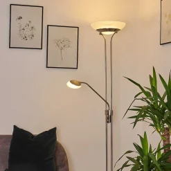 Lampadaire Mairoa Led Nickel Mat, 2 Lumieres