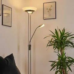 Lampadaire Mairoa Led Nickel Mat, 2 Lumieres