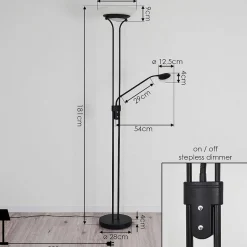 Lampadaire Mairoa Led Noir, 2 Lumieres