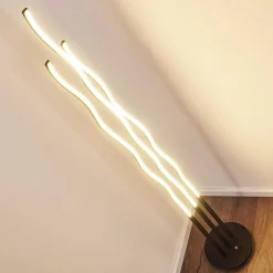 Lampadaire Mapleton Led Noir, 3 Lumieres, Telecommandes