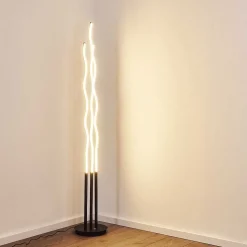 Lampadaire Mapleton Led Noir, 3 Lumieres, Telecommandes