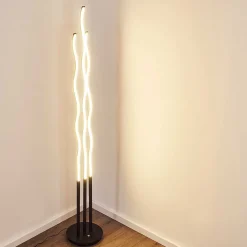 Lampadaire Mapleton Led Noir, 3 Lumieres, Telecommandes