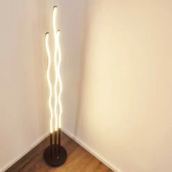 Lampadaire Mapleton Led Noir, 3 Lumieres, Telecommandes