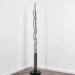 Lampadaire Mapleton Led Noir, 3 Lumieres, Telecommandes