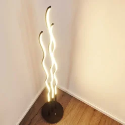 Lampadaire Mapleton Led Noir, 3 Lumieres, Telecommandes