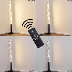 Lampadaire Mapleton Led Noir, 3 Lumieres, Telecommandes