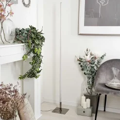 Lampadaire Minacar Led Nickel Mat, 1 Lumiere, Telecommandes, Changeur De Couleurs