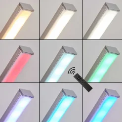 Lampadaire Minacar Led Nickel Mat, 1 Lumiere, Telecommandes, Changeur De Couleurs