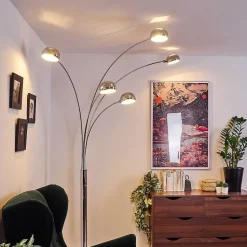 Lampadaire Nikkala Chrome, Blanc, 5 Lumieres