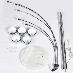 Lampadaire Nikkala Chrome, Blanc, 5 Lumieres