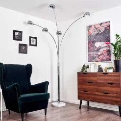 Lampadaire Nikkala Chrome, Blanc, 5 Lumieres