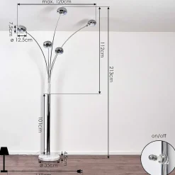 Lampadaire Nikkala Chrome, Blanc, 5 Lumieres