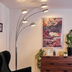 Lampadaire Nikkala Chrome, Blanc, 5 Lumieres