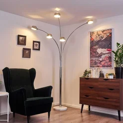 Lampadaire Nikkala Chrome, Blanc, 5 Lumieres