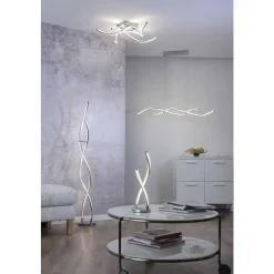 Lampadaire Paul Neuhaus Q-Malina Led Acier Inoxydable, 2 Lumieres, Telecommandes