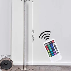 Lampadaire Pipe Led Nickel Mat, 1 Lumiere, Telecommandes, Changeur De Couleurs