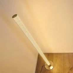 Lampadaire Pipe Led Nickel Mat, 1 Lumiere, Telecommandes, Changeur De Couleurs