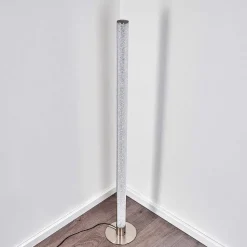 Lampadaire Pipe Led Nickel Mat, 1 Lumiere, Telecommandes, Changeur De Couleurs