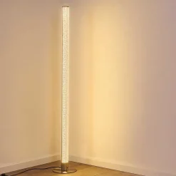 Lampadaire Pipe Led Nickel Mat, 1 Lumiere, Telecommandes, Changeur De Couleurs