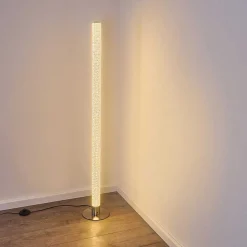 Lampadaire Pipe Led Nickel Mat, 1 Lumiere, Telecommandes, Changeur De Couleurs