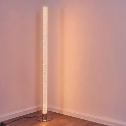 Lampadaire Pipe Led Nickel Mat, 1 Lumiere, Telecommandes, Changeur De Couleurs