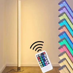 Lampadaire Pipe Led Nickel Mat, 1 Lumiere, Telecommandes, Changeur De Couleurs