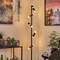 Lampadaire Pousseline Led Noir, 1 Lumiere