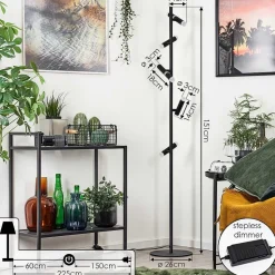 Lampadaire Pousseline Led Noir, 1 Lumiere