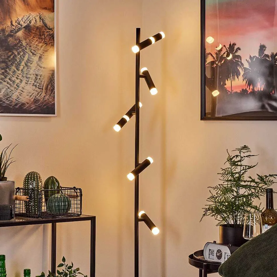 Lampadaire Pousseline Led Noir, 1 Lumiere