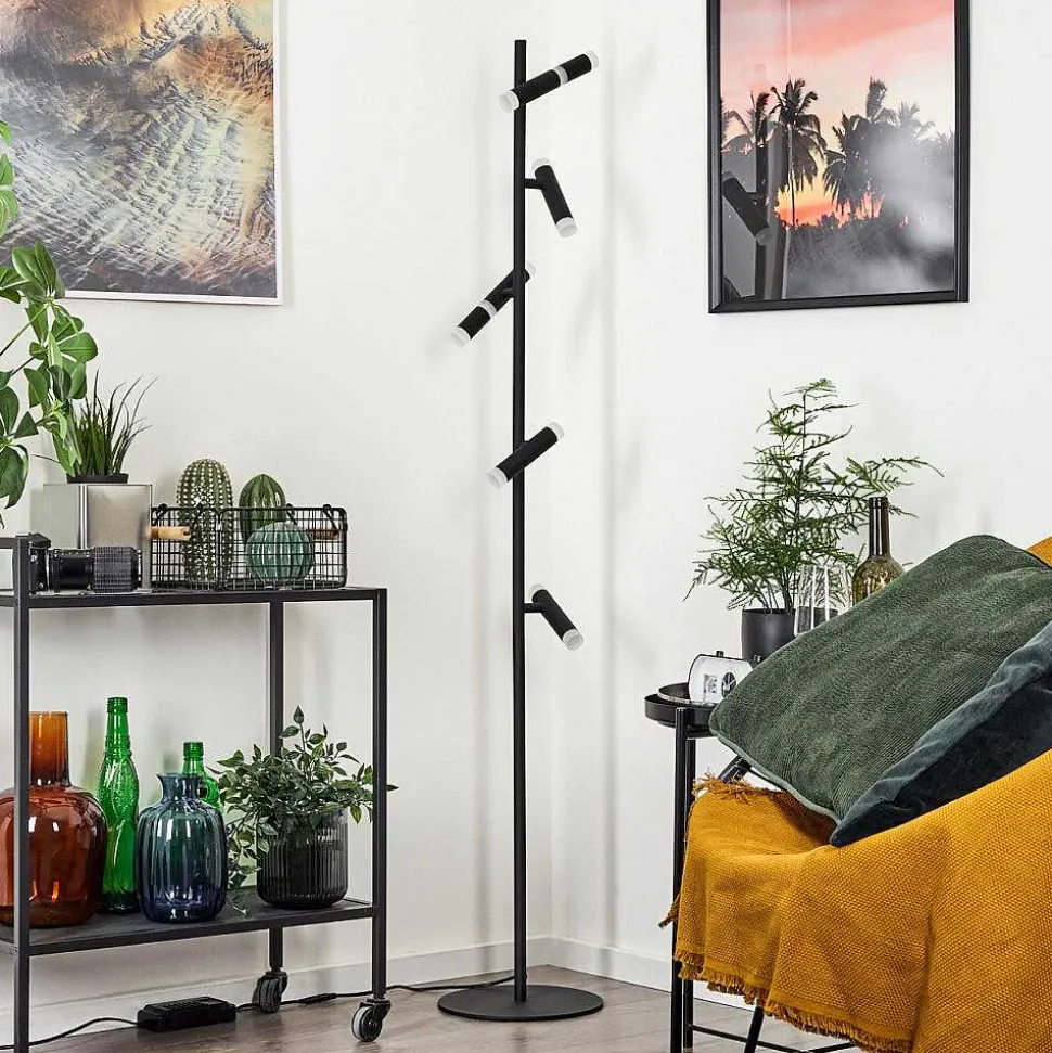 Lampadaire Pousseline Led Noir, 1 Lumiere