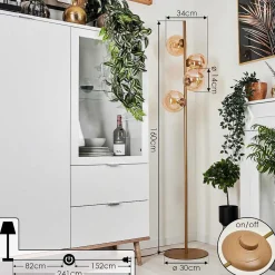 Lampadaire Remaisnil Laiton, 4 Lumieres