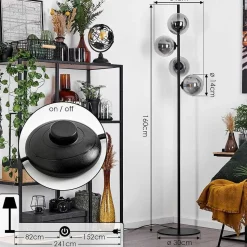 Lampadaire Remaisnil Noir, 4 Lumieres