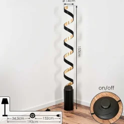 Lampadaire Rezat Led Noir Dore, 1 Lumiere