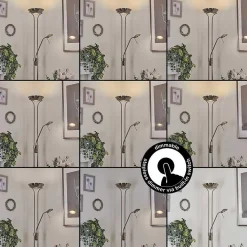 Lampadaire Rom Led Nickel Mat, 2 Lumieres