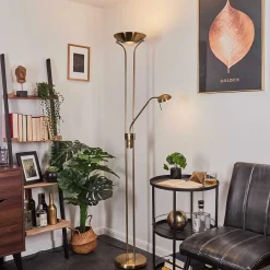 Lampadaire Rom Led Vieux Laiton, 2 Lumieres