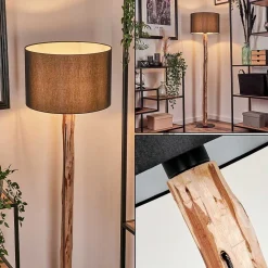 Lampadaire Saladillo Ecru, Noir, 1 Lumiere