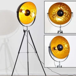 Lampadaire Saturn Chrome, Noir, 1 Lumiere